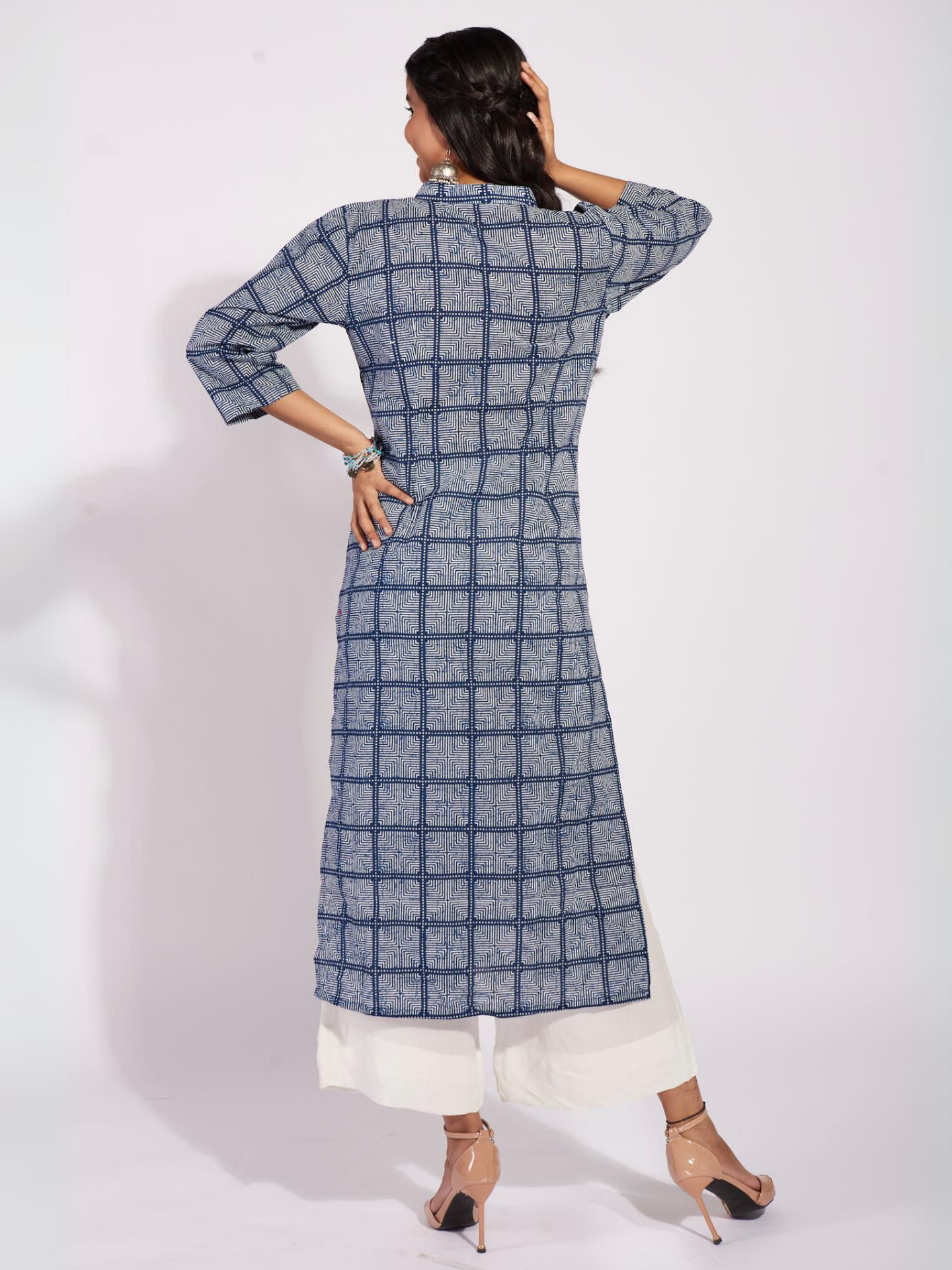 Cotton Blue Gingham Kurti