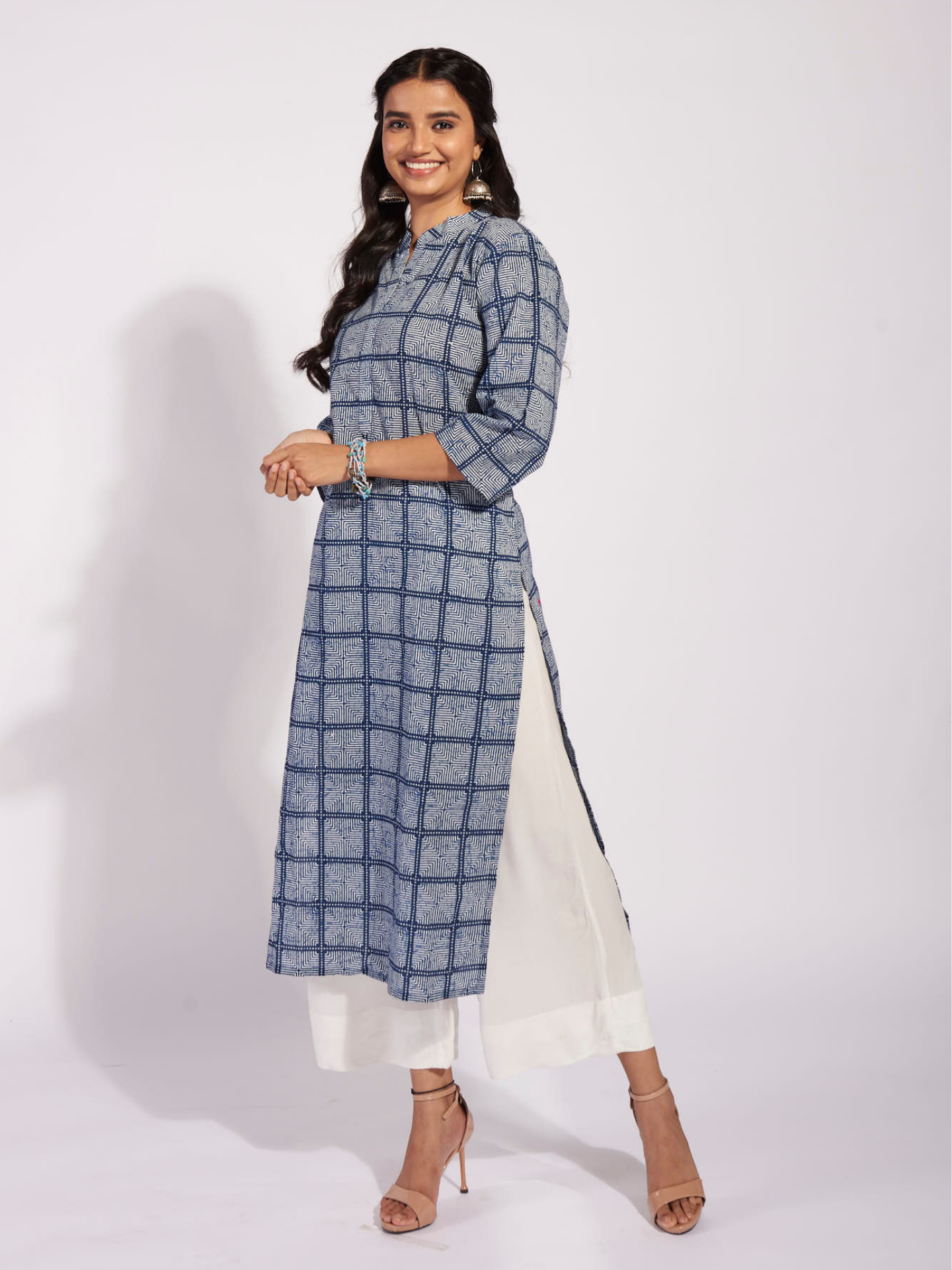 Cotton Blue Gingham Kurti