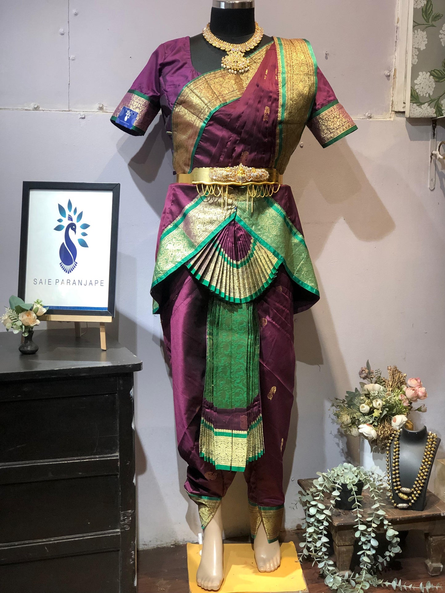 Semi-silk Bharatnatyam costume