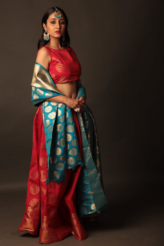 Ready to Wear Silk Kali Ghagra